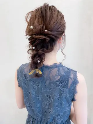 ミディアム カラー ヘアアレンジ Luxbe hakataのヘアスタイル