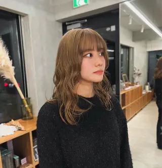セミロング カラー ケアブリーチ/ ハイトーン/牧野のヘアスタイル