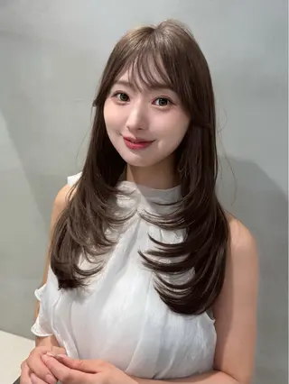 ロング カラー ブリーチなし髪質改善 韓国ヘア　柏崎颯刀のヘアスタイル