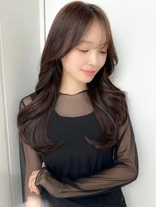 セミロング カラー 新宿/韓国風レイヤー 髪質改善/渋谷直樹のヘアスタイル