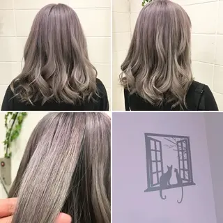 セミロング カラー "PEPPU "所属・派手髪、ハイトーン ショートヘアShinのヘアスタイル