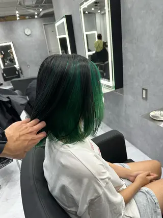 ミディアム カラー 透明感/ブリーチ縮毛 /髪質改善/星野純一のヘアスタイル