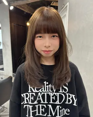 セミロング ブリーチダブルカラー ハイライト/山本喜熙のヘアスタイル