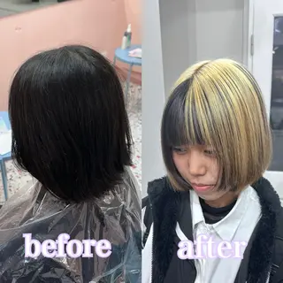 ミディアム カラー ハイトーン/ウルフ /エクステ/ましろのヘアスタイル