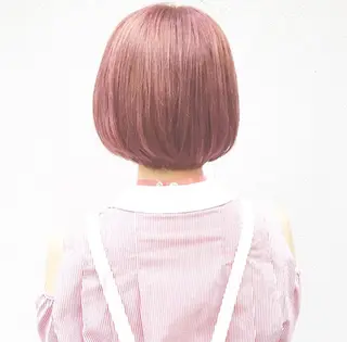 ミディアム カラー ブリーチ、パーマ 西部笑のヘアスタイル