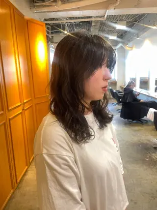 ミディアム カラー パーマ RIN／韓国ヘア レイヤーカットのヘアスタイル