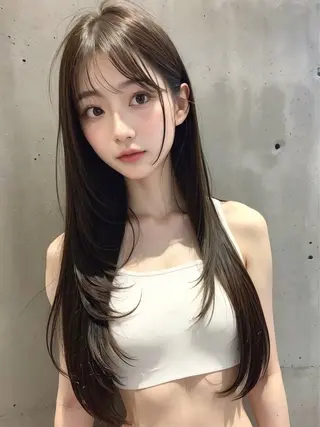 ロング カラー 🩵髪質改善🩵 韓国ヘア🩵花澤みりのヘアスタイル