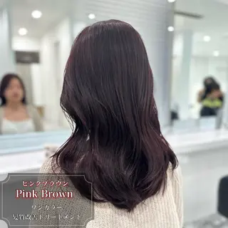 セミロング カラー 透けるやわらか艶髪♡ ナチュラルストレートのヘアスタイル