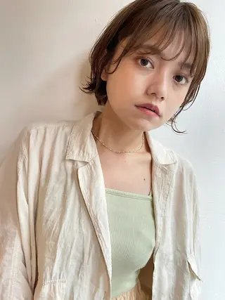 ショート カラー パーマ 透明感・艶カラー/ 坂田友梨奈のヘアスタイル