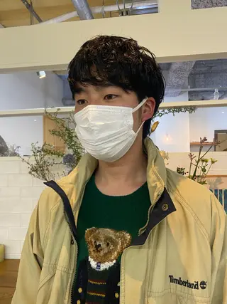 パーマ メンズ yumeka🩶ボブ 暖色/透け感カラーのヘアスタイル