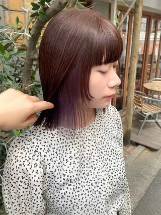 ミディアム カラー saki🌼ボブ× 透明感カラー🌼のヘアスタイル