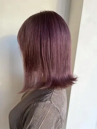 ミディアム ブリーチ毛矯正.髪質 改善.髪にドラマをのヘアスタイル