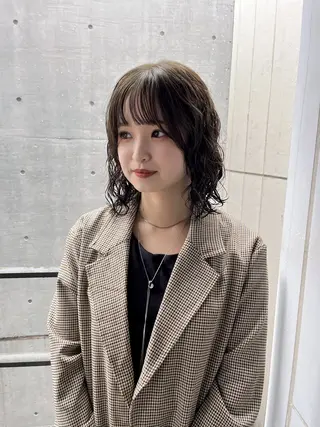 ミディアム パーマ benji仙台所属・KOKI/ ボブ/ パーマ/透明感カラーのヘアスタイル