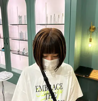 ショート カラー アンアイズ所属・朝光/深井美容室 /韓国レイヤーのヘアスタイル
