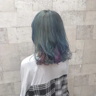 ミディアム カラー インナーカラー/天神 ブリーチ/吉田のヘアスタイル