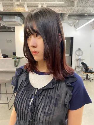 ミディアム カラー 顔周りカット/透明感 カラー/rioのヘアスタイル