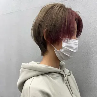ショート カラー 🌱小顔魅せカット 透明感カラー/泉綺のヘアスタイル