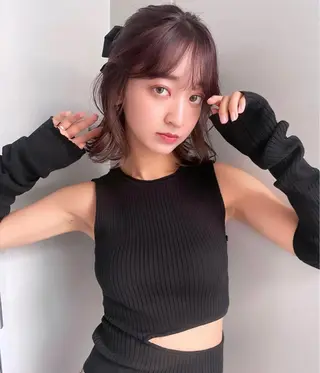 セミロング カラー SALOWIN 栄所属・河西 彩香/ブリーチカラーのヘアスタイル