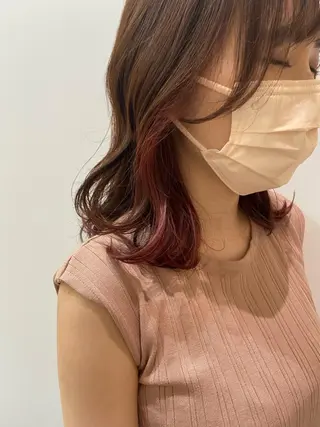 ミディアム カラー 田中 あやなのヘアスタイル