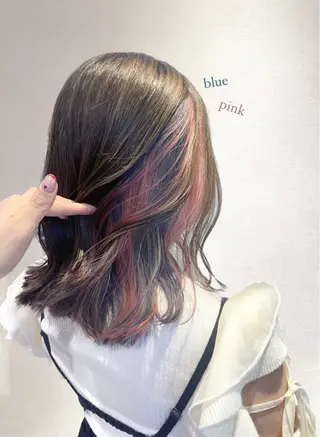 ミディアム カラー 透明感カラー/韓国 レイヤーmomokaのヘアスタイル