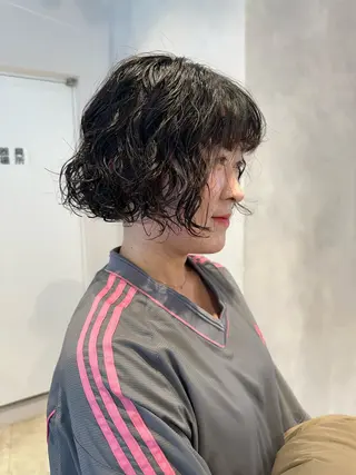 ショート カラー パーマ 🟢ボブパーマ/ハー ドパーマ/大西🟢のヘアスタイル