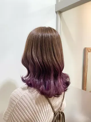 セミロング カラー たなか もえなのヘアスタイル