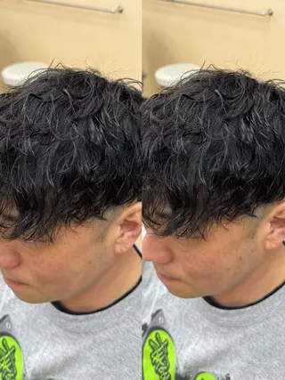 ミディアム メンズ 焼津メンズパーマ特化 大石雄生のヘアスタイル