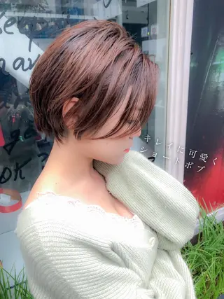 ショート カラー 顔周りレイヤー/ボブ 銀座✨中野まさひろのヘアスタイル