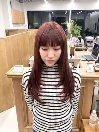 セミロング カラー ヘアアレンジ ハル🌸柔色/ ブリーチなし/艶髪のヘアスタイル