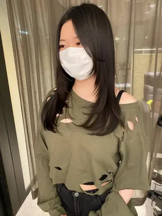 ロング 京都レイヤーカット/ 縮毛矯正/羽柴りくのマツエク・マツパデザイン