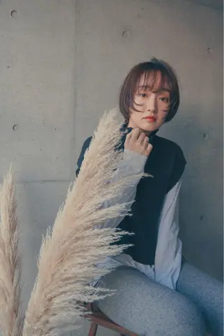 ショート タンバルモリパーマ 礒井メンキのヘアスタイル