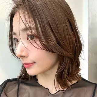 ミディアム カラー ボブ/くびれボブ/ 髪質改善/Ru-kaのヘアスタイル