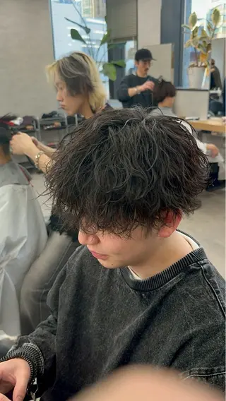 ショート カラー パーマ 福井祥太／ニュアンス /韓国メンズ🇰🇷のヘアスタイル