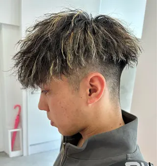 ショート カラー パーマ メンズ メンズカット ボブ/米崎駿也のヘアスタイル