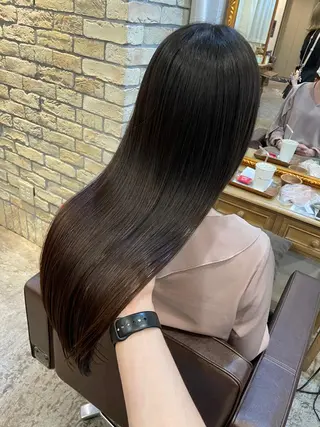 セミロング 縮毛矯正×韓国ヘア 🇰🇷小笠原のヘアスタイル