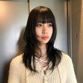 セミロング カラー ⛄️似合わせ暖色/ 抜け感レイヤー/ゆいのヘアスタイル