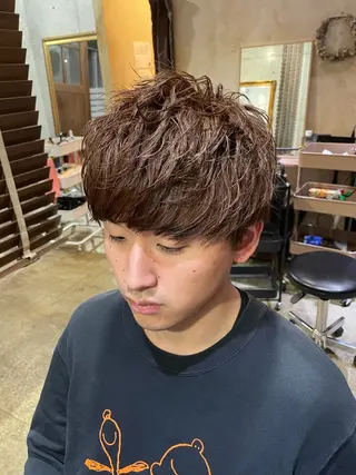 ミディアム パーマ メンズ 🔥メンズ特化🔥 塩拓巳のヘアスタイル