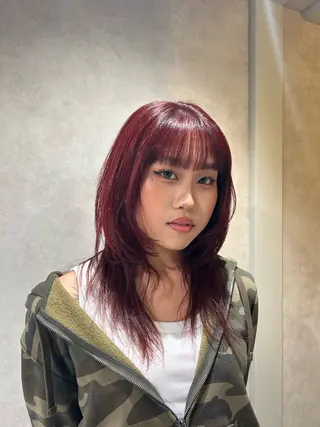 ミディアム ayano🍒パーマ 暖色カラーのヘアスタイル