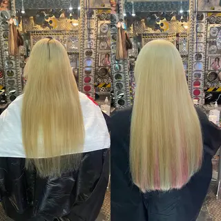 ロング カラー ヘアアレンジ haco+所属・🌈派手髪エクステ ブレイズ🌈ひろとのヘアスタイル