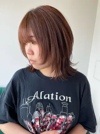 ミディアム 艶カラー🌙縮毛矯正 /ボブ【Reina】のヘアスタイル