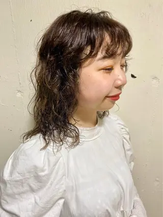 ミディアム カラー パーマ パーマ美容師 hanaのヘアスタイル