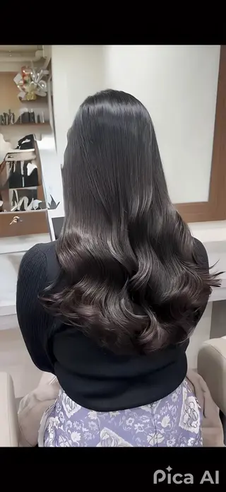 ロング パーマ コテ巻き/パーマ/艶 透明感/荻原凜太郎のヘアスタイル