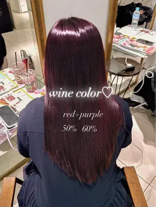 ロング チェリーレッド韓国 つや髪🍒Honoのヘアスタイル