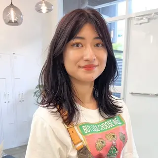 ミディアム カラー クロスパーマ× 透明感カラー✂︎のヘアスタイル