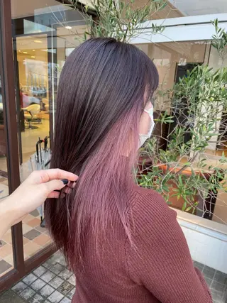 ロング カラー ヘアアレンジ EARTH長岡店🩵 石原莉穂のヘアスタイル