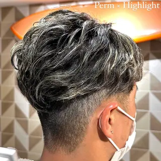 ショート カラー パーマ メンズ 艶髪カラー/透明感 美髪/白髪/ﾑﾅｶﾀのヘアスタイル