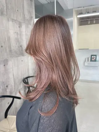 セミロング カラー 錦 茉李のヘアスタイル