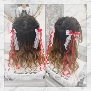 セミロング ヘアアレンジ ヘアセット/着付け 𓇼 松本 夏美𓇼のヘアスタイル