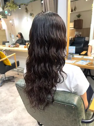 ロング パーマ 縮毛矯正/艶暖色 カラー/パーマひふみのヘアスタイル