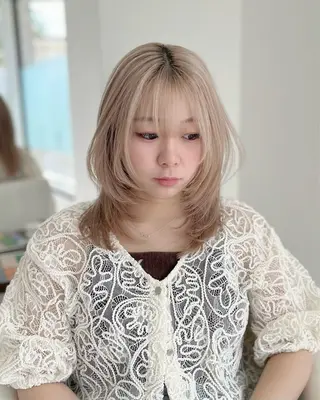 セミロング カラー 髪質改善 東加古川直樹専用のヘアスタイル